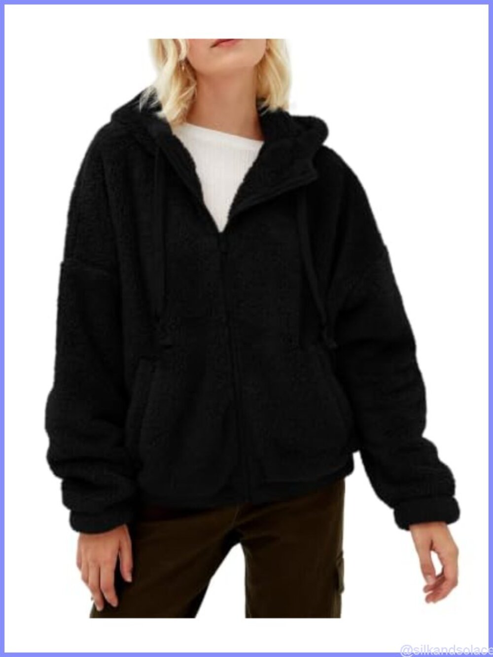 Fuzzy Sherpa Fleece Zip Up Hooded Jacket Warm Sweatshirt